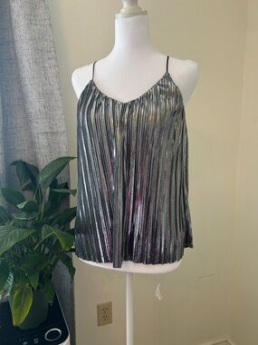Express Metallic Pleated Silver Cami